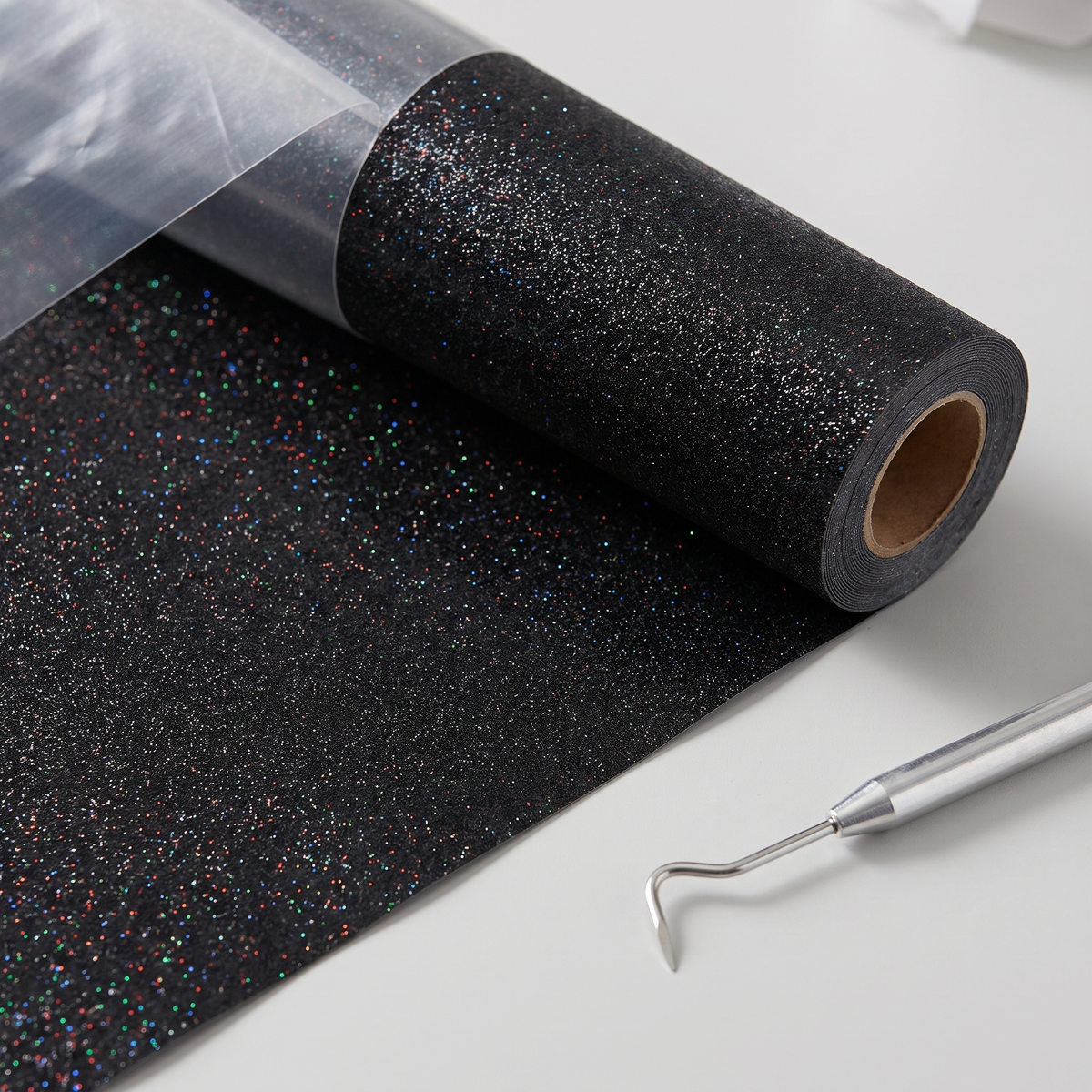 Galaxy Black Glitter HTV roll
