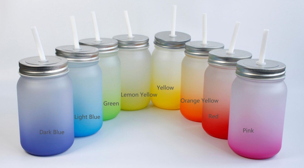 14 oz Glass Mason Jar Sublimation Tumbler with Metal Lid No Handle