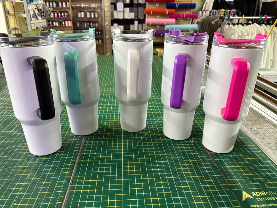 40oz white base color handle Sublimation Tumbler