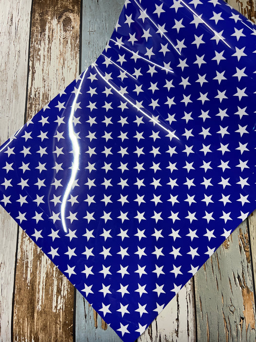Blue with White Stars Printed HTV