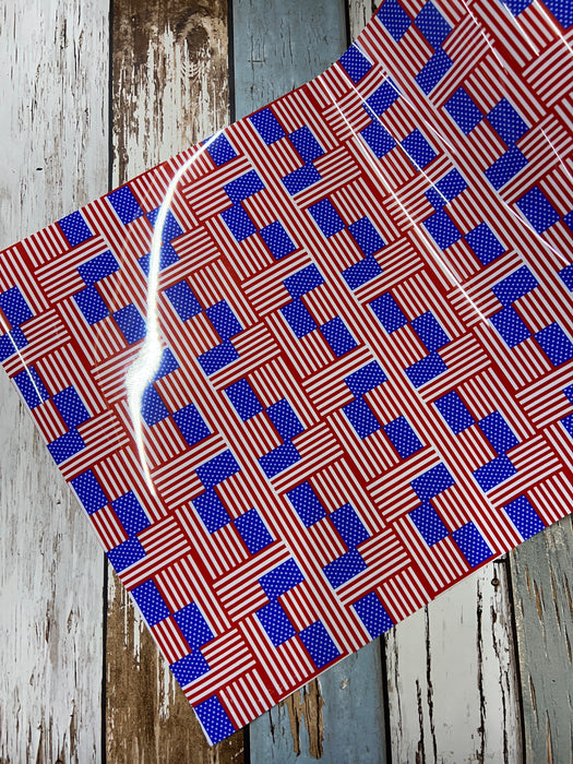 Red White and Blue American Flag Printed HTV