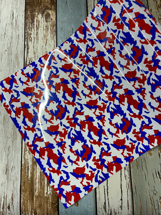 Red White and Blue Camo Printed HTV