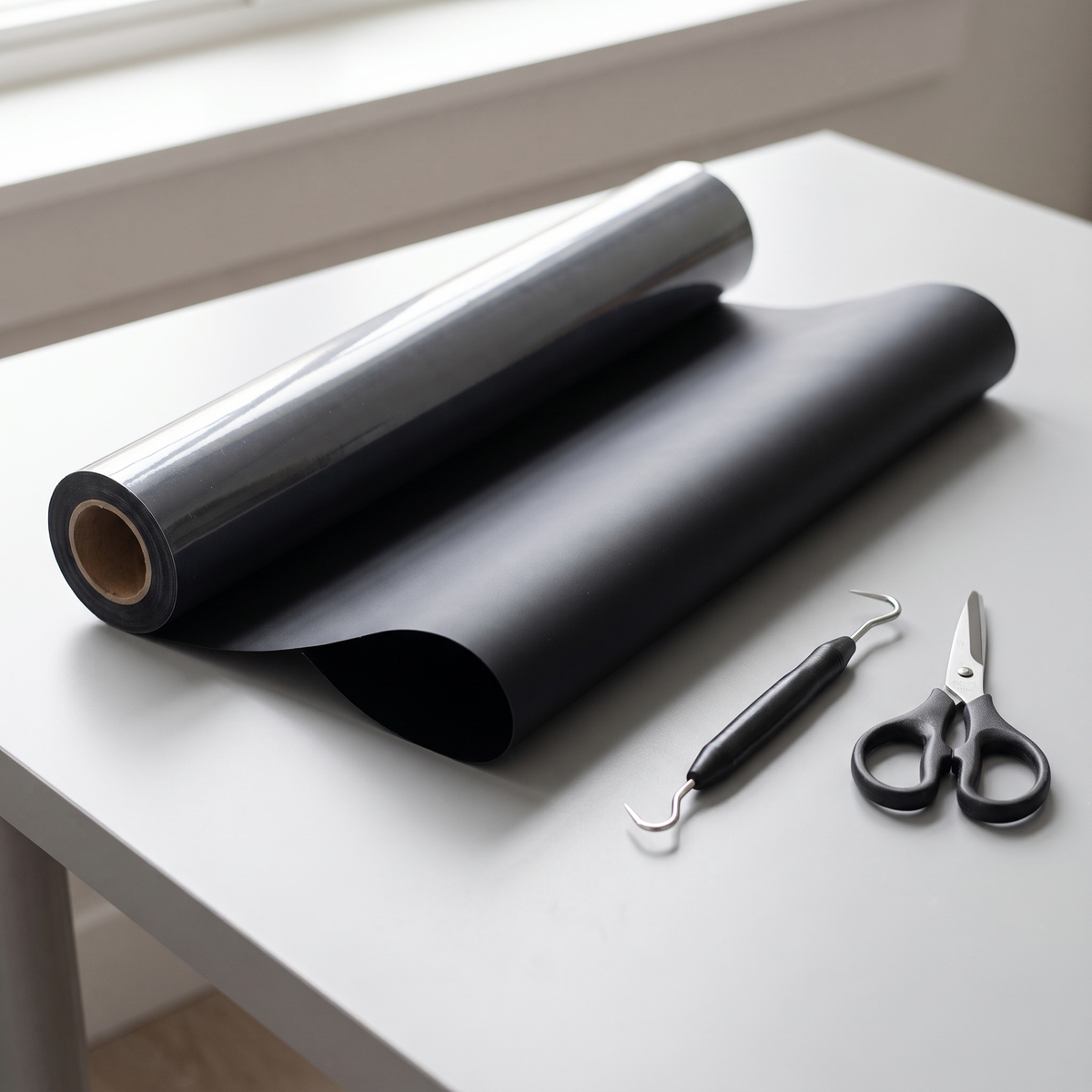 Roll of black stretch heat transfer vinyl