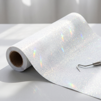 Roll of rainbow white glitter heat transfer vinyl
