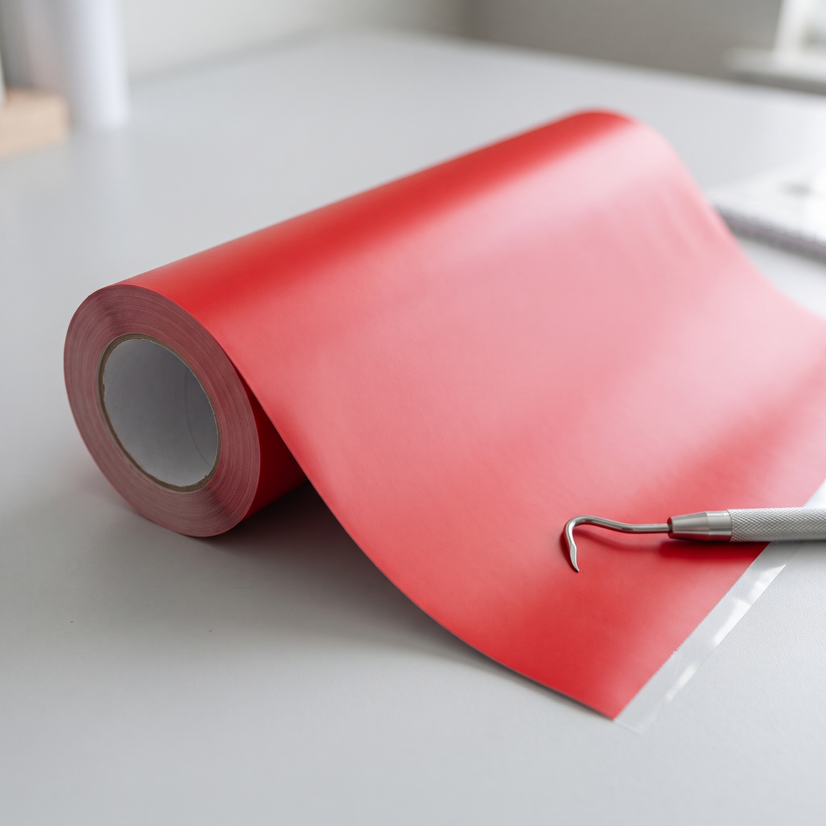 Roll of bright red smooth heat transfer vinyl