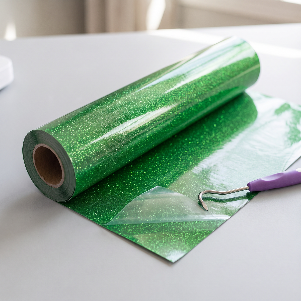 Green Twinkle Reflective HTV roll