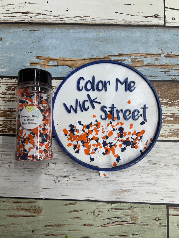 Orange, Navy and White Man Glitter