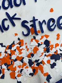 Orange, Navy and White Man Glitter