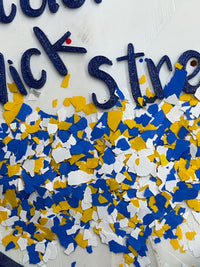 Yellow, Blue and White Man Glitter