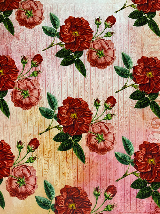 Red Floral Printed HTV