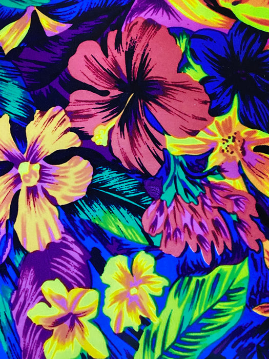Bright Tropical floral Print on Black  Printed HTV
