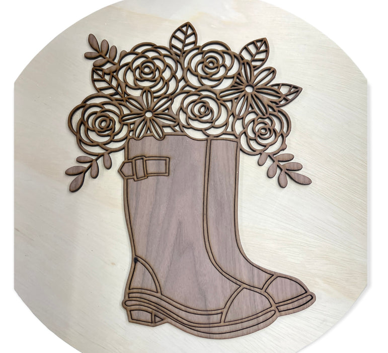Boots and Flowers - 1/8" plywood laser cut